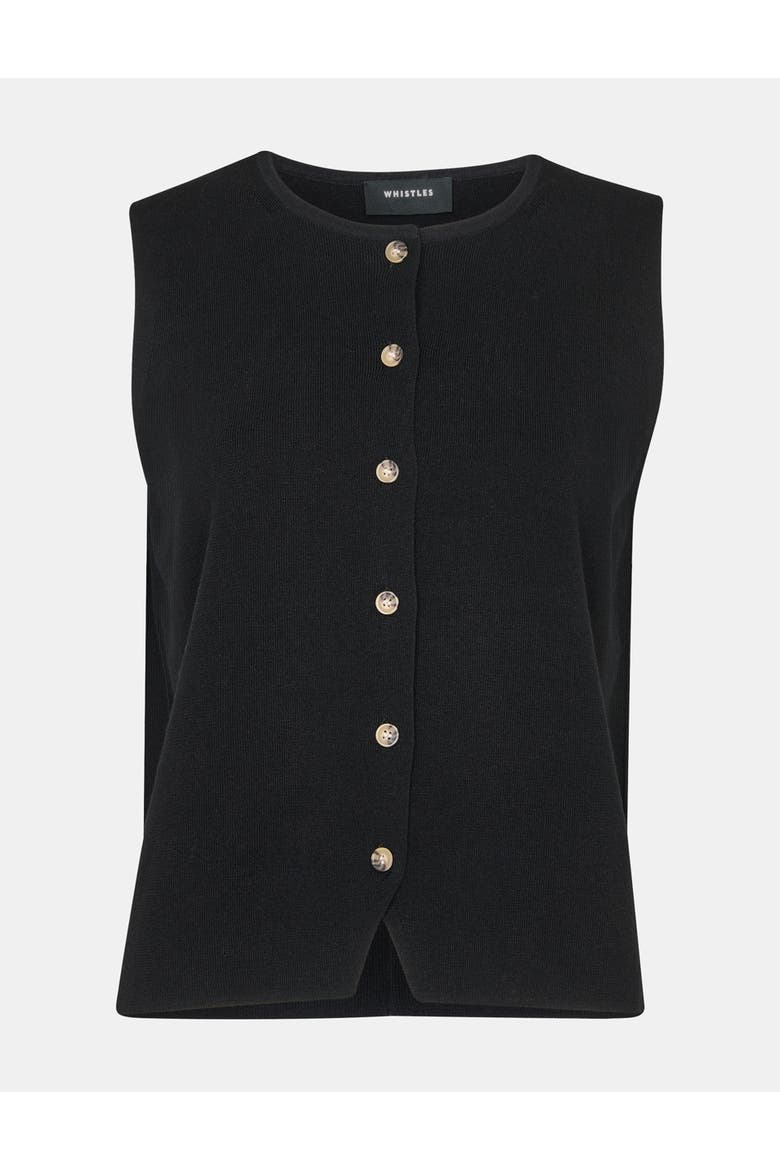 Lucy Button Front Knit Tank, Alternate, color, Black