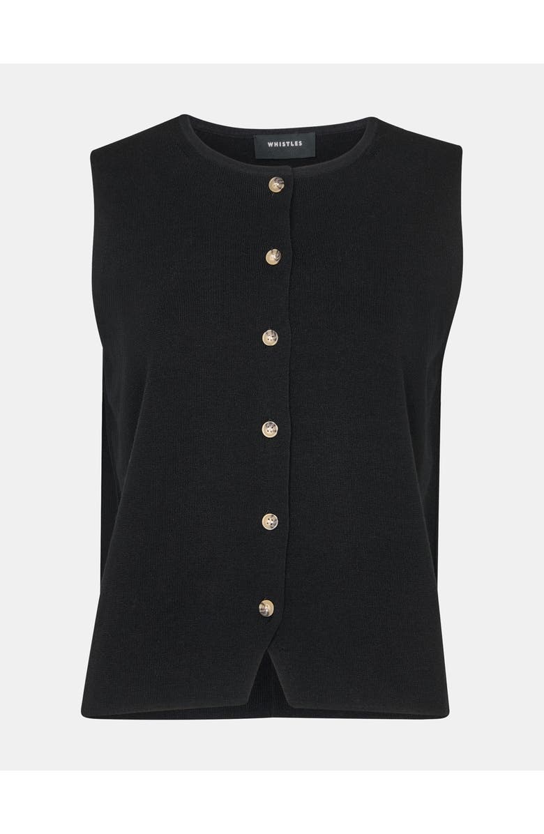 Whistles Lucy Button Front Knit Tank, Alternate, color, Black