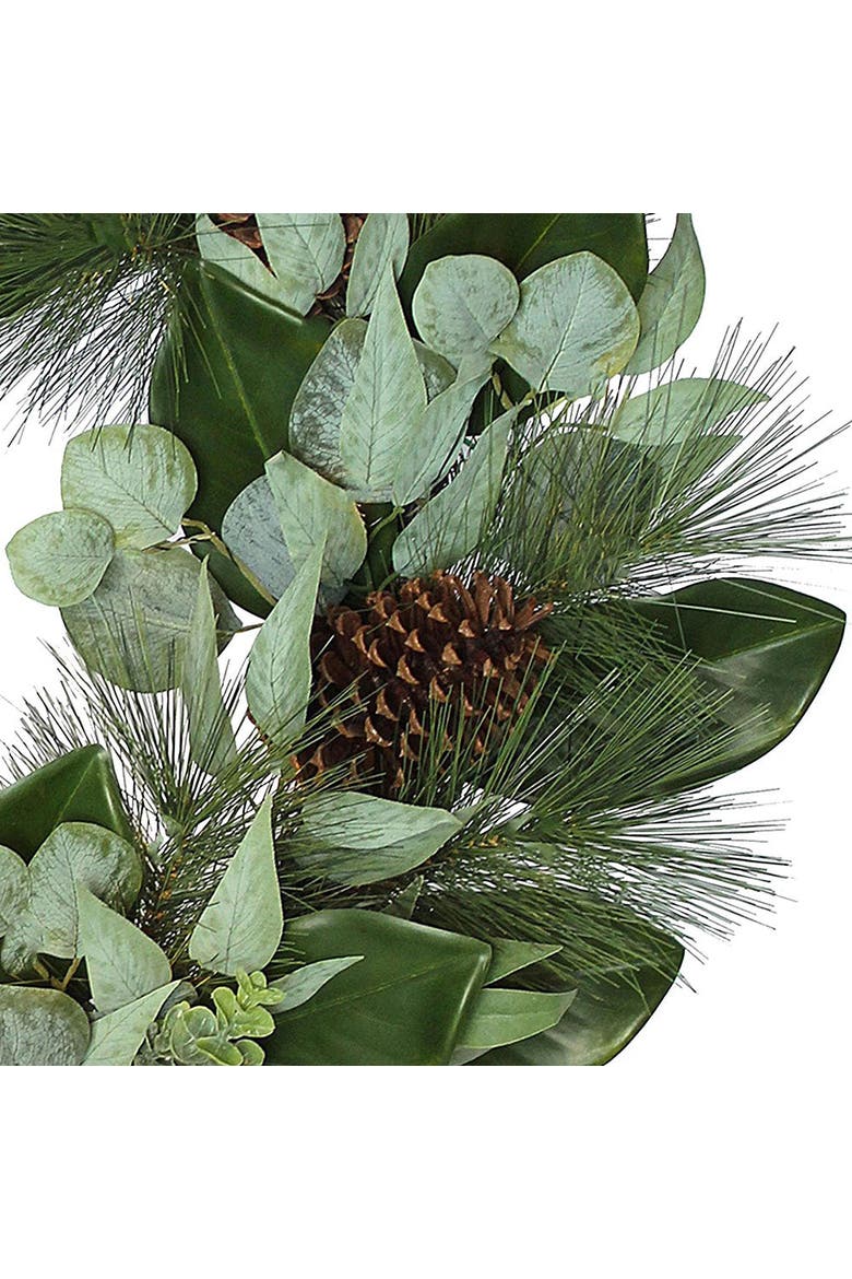28" Magnolia, Eucalyptus, Pinecone, & Needle Pine Wreath, Alternate, color, Earth tones