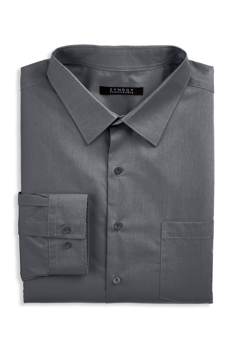 Big & Tall Performance Heather Dress Shirt, Main, color, BLACKENED PEARL