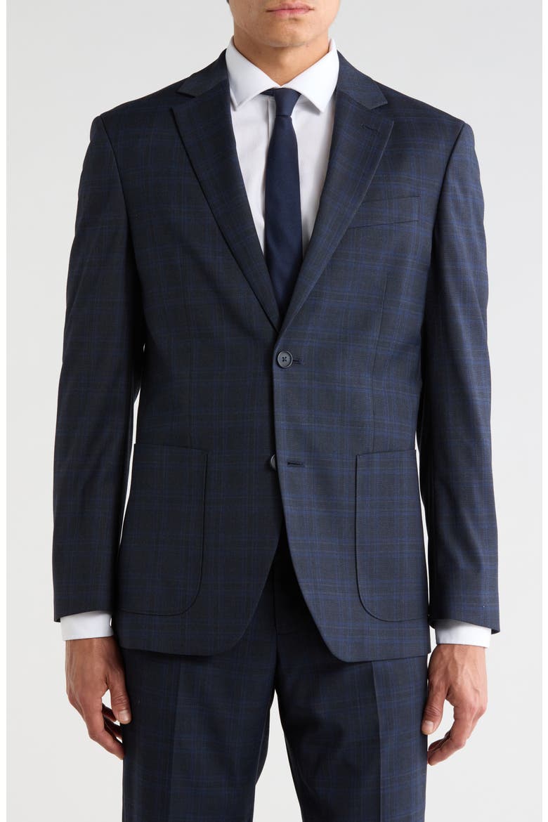 Trim Fit Twill Sportcoat, Main, color, NAVY CHECK