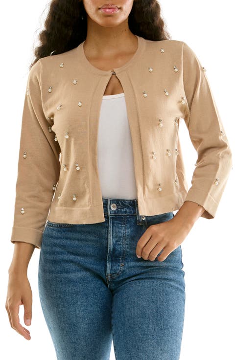 Rhinestone & Imitation Pearl Bolero