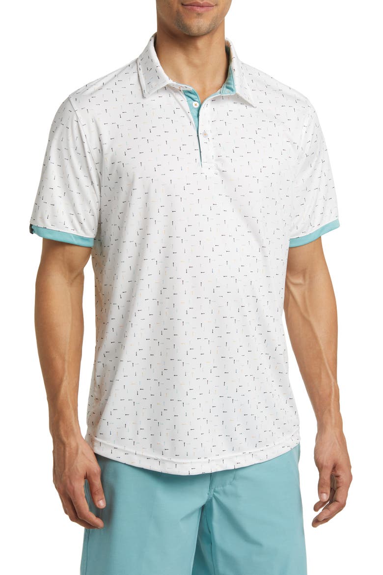 Fraser Tee Print Performance Golf Polo, Main, color, WHITE-MARINE