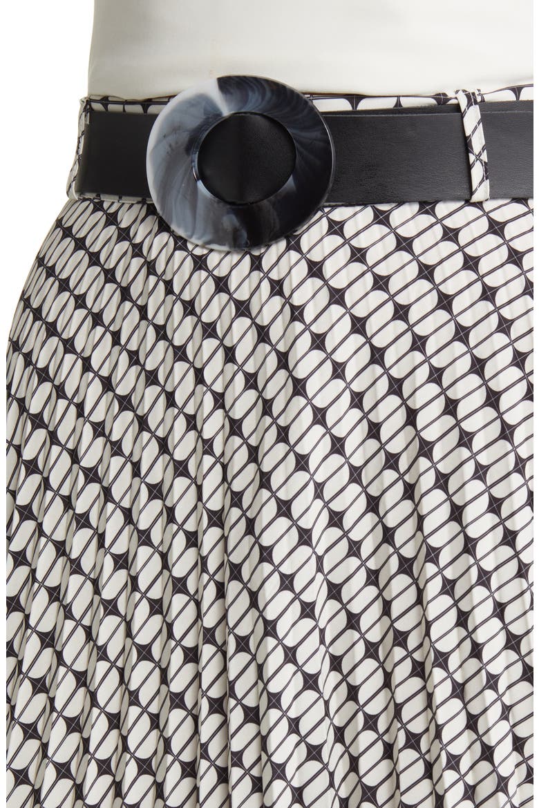Brit Print Pleated Maxi Skirt, Alternate, color, BLACK