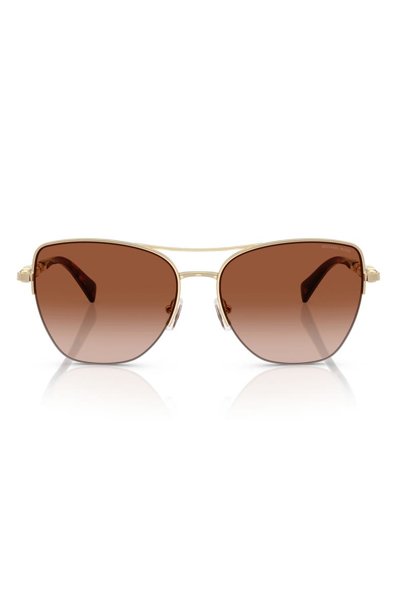Michael Kors Dorado Beach 57mm Square Sunglasses, Main, color, Gold Shiny / Dark Brown