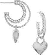 MARLYN SCHIFF Heart Charm Layered Hoop Earrings
