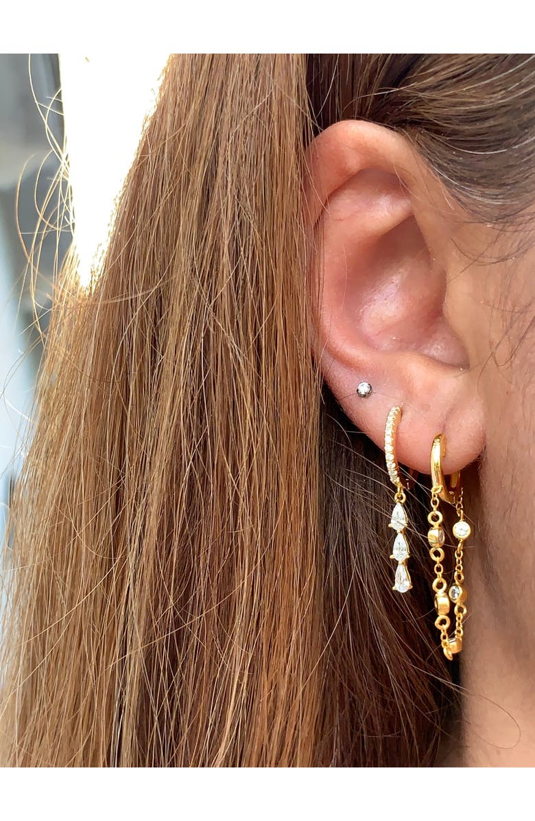 Gemma Azzurro Tear drops dangling huggie earrings, Alternate, color, Gold