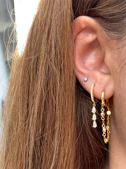Gemma Azzurro Tear Drops Dangling Huggie Earrings In Gold