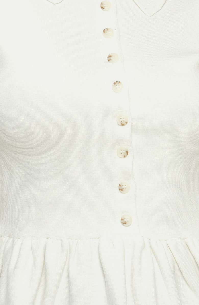 FLYING TOMATO Spread Collar Peplum Knit Top, Alternate, color, Cream