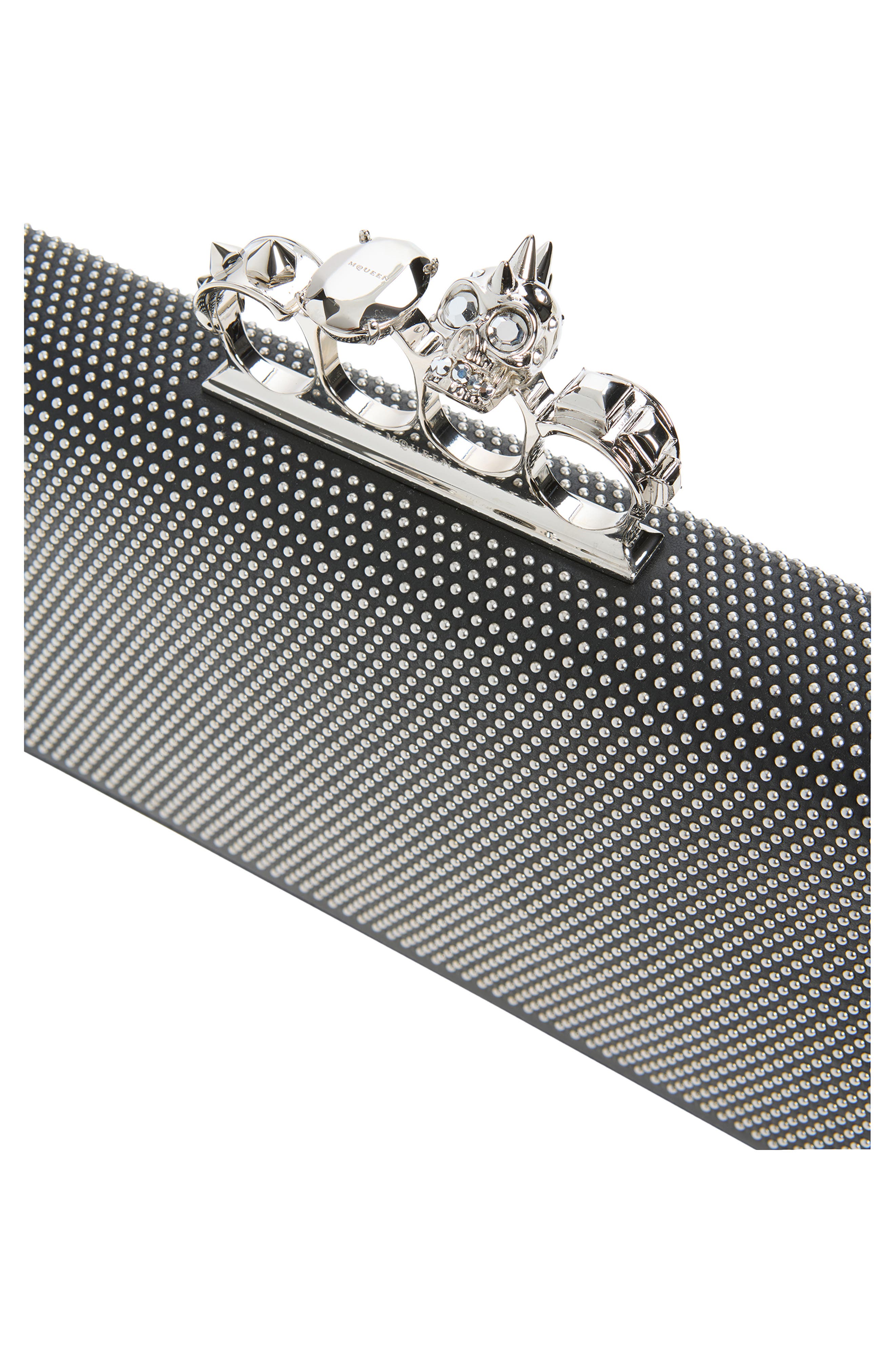 McQueen Punk Knuckle Flat Pouch, Alternate, color, Black