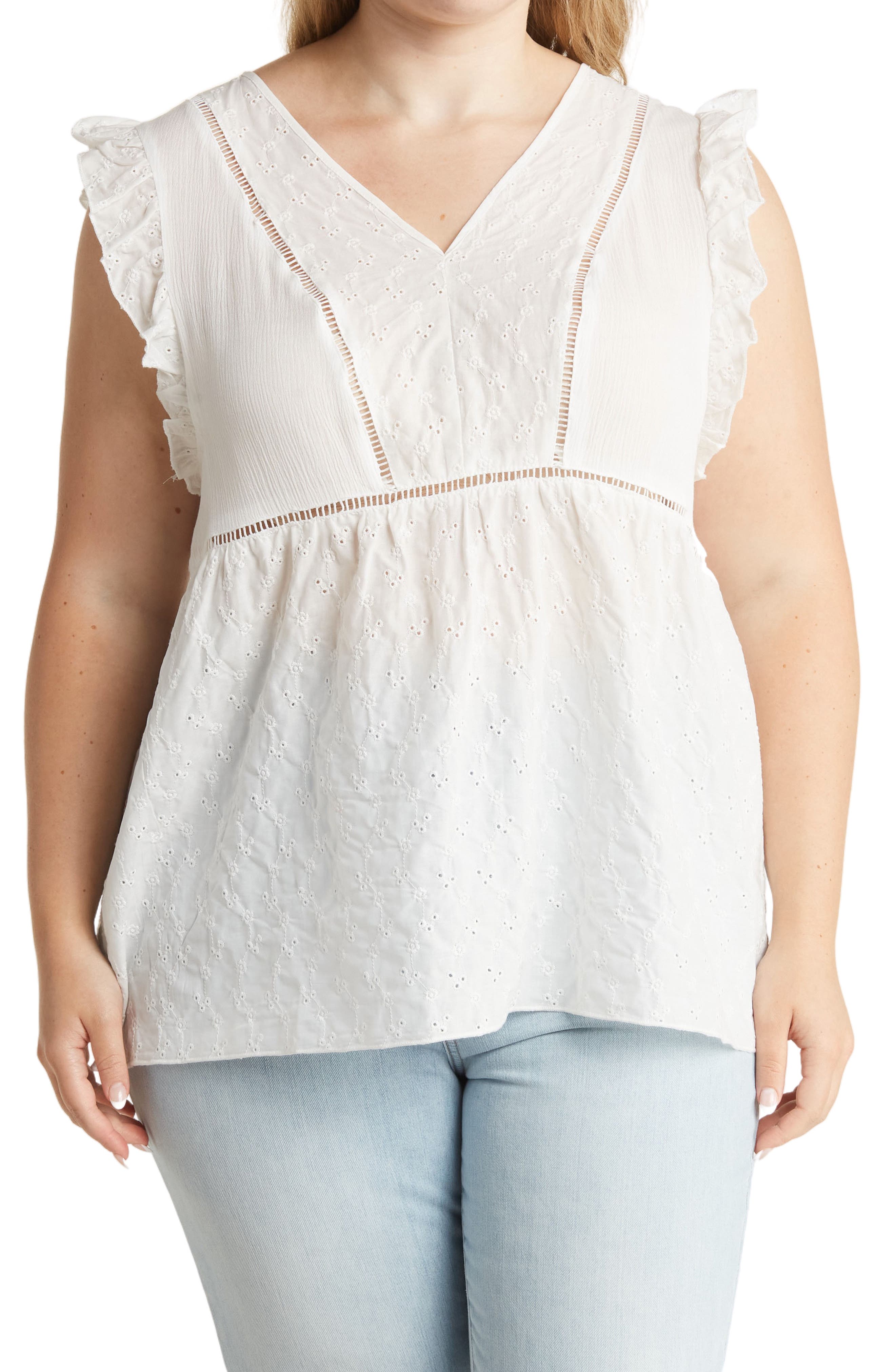 Forgotten Grace Eyelet Babydoll Blouse
