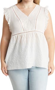 Forgotten Grace Eyelet Babydoll Blouse