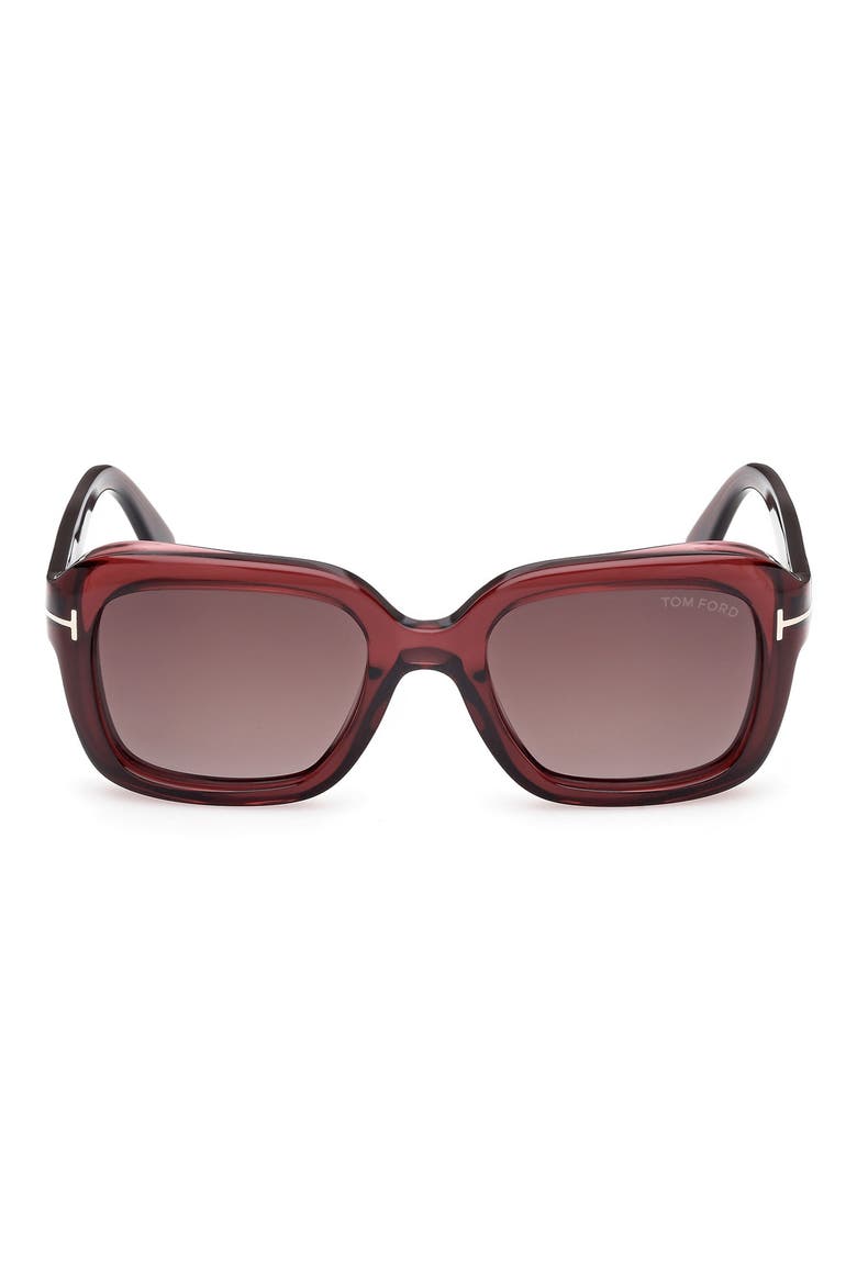 Natalia 52mm Square Sunglasses, Main, color, SHINY WINE/ BURGUNDY LENSES