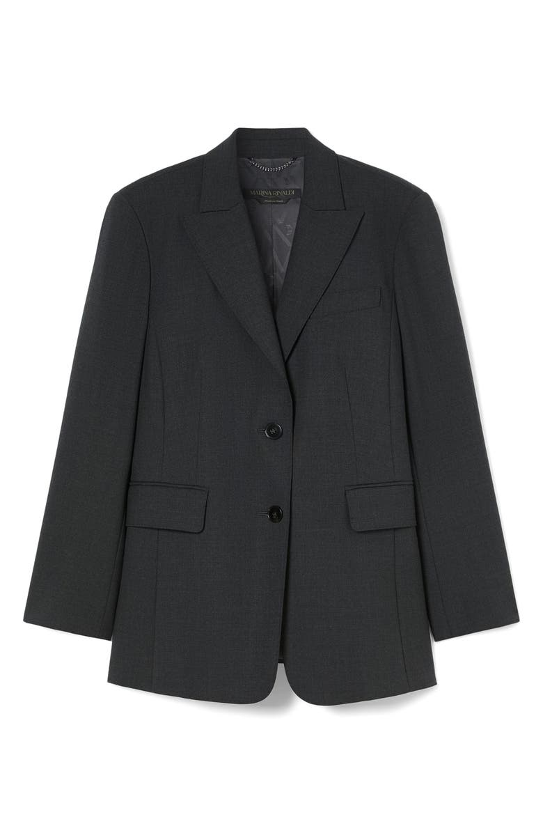 Marina Rinaldi Harem Pickstitch Detail Virgin Wool Blazer, Alternate, color, Dark Grey