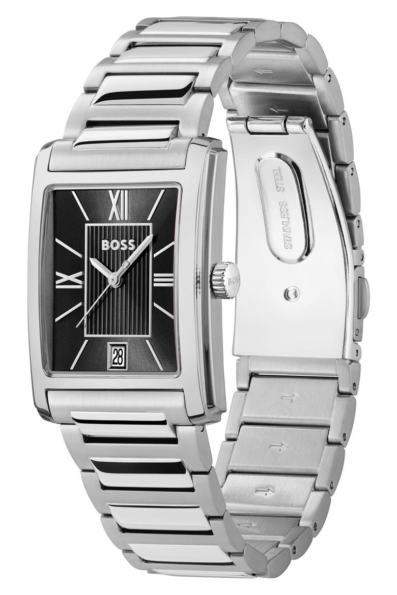 Principle Dress Bracelet Watch, 28mm x 39mm, Alternate, color, BLACK