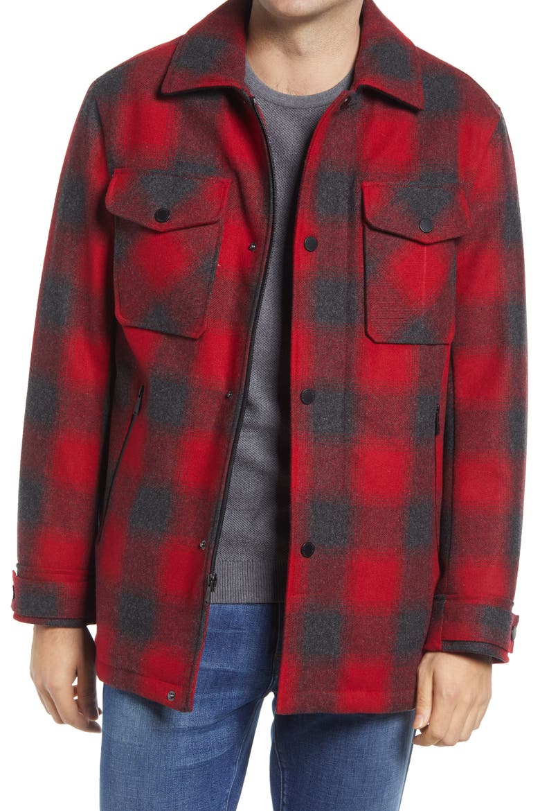 Longmont Wool Blend Shirt Jacket, Main, color, RED OMBRE