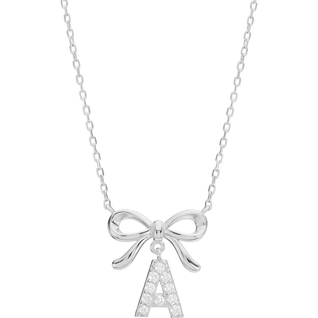 Athra Luxe Cubic Zirconia Bow Initial Pendant Necklace In Metallic