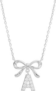 ATHRA LUXE Cubic Zirconia Bow Initial Pendant Necklace
