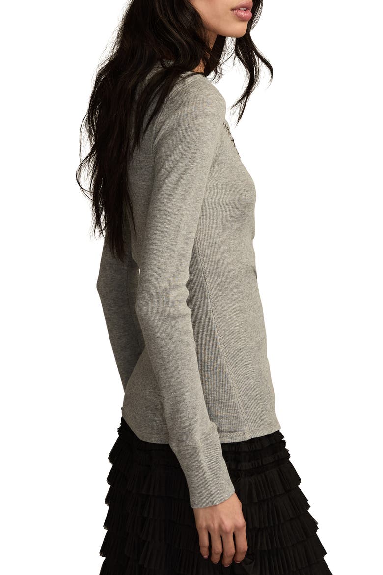 Beaded Henley, Alternate, color, HEATHER GREY