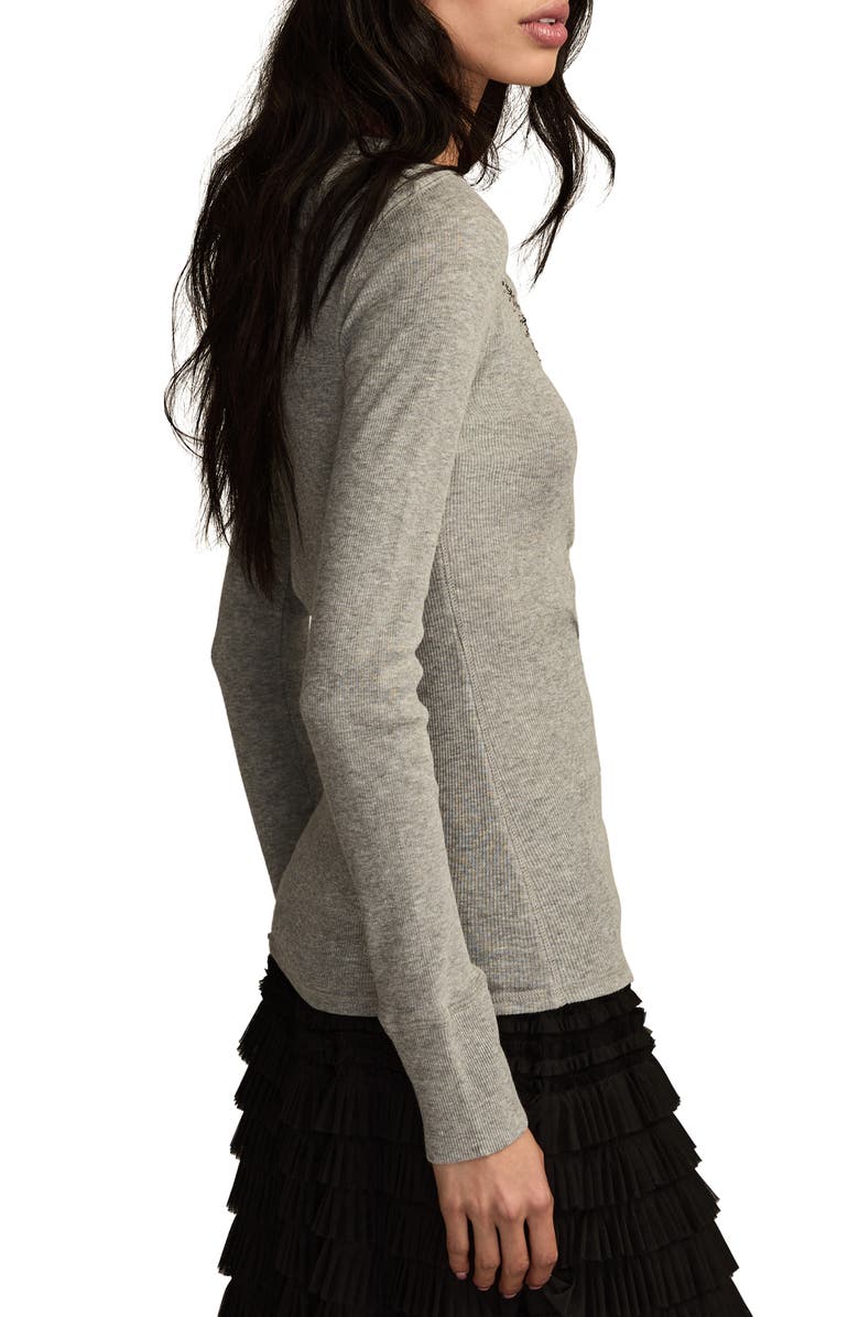 Lucky Brand Beaded Henley, Alternate, color, Heather Grey