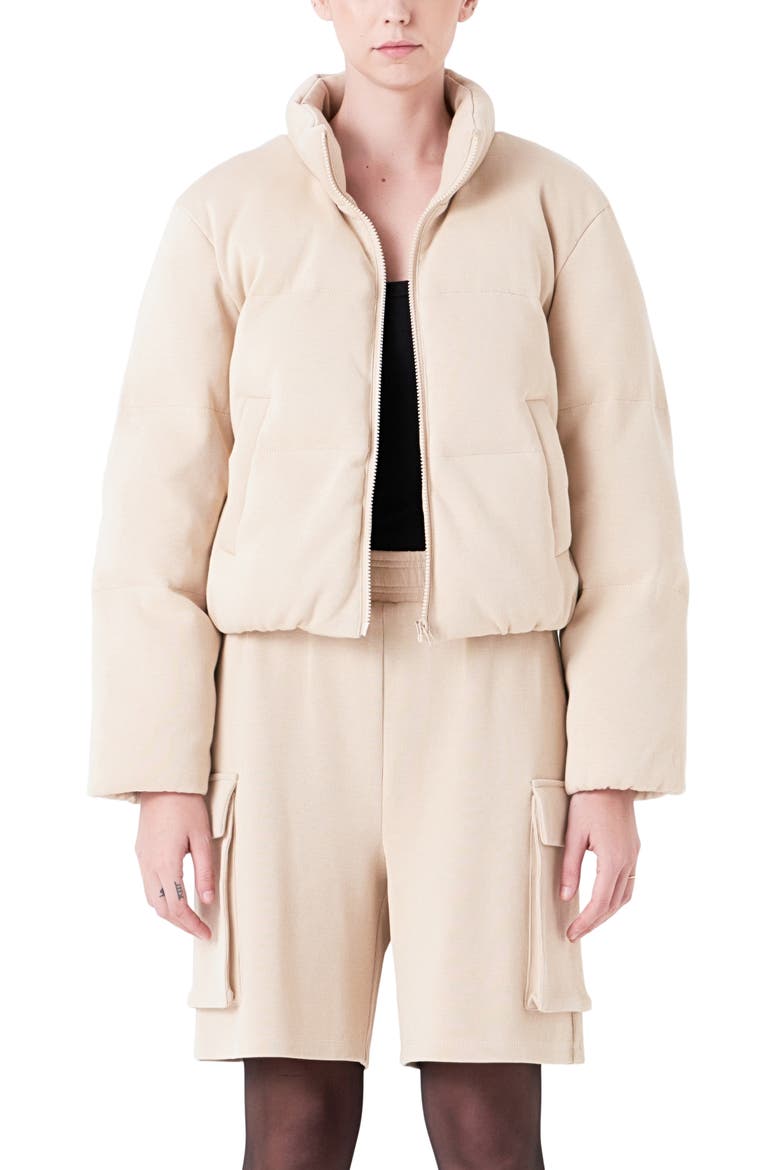 Knit Puffer Jacket, Alternate, color, NUDE
