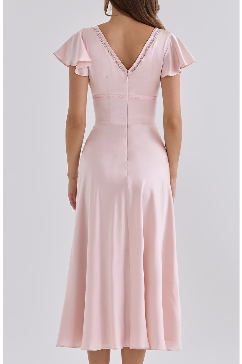 Ravella Silk V-Neck Midi Dress, Alternate, color, CRYSTAL PINK