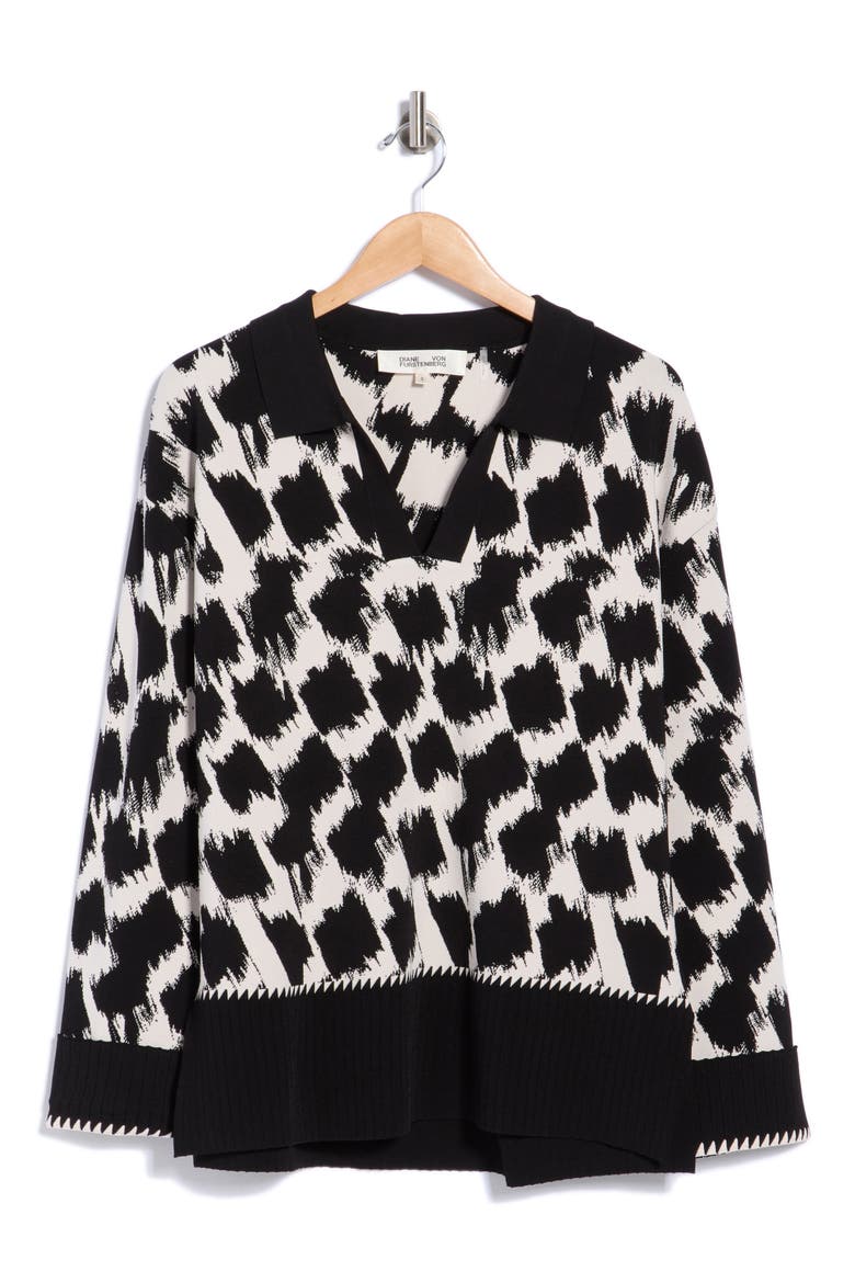 Lucretia Houndstooth Pattern Sweater, Main, color, BRUSH TOOTH