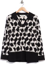 Diane von Furstenberg Lucretia Houndstooth Pattern Sweater