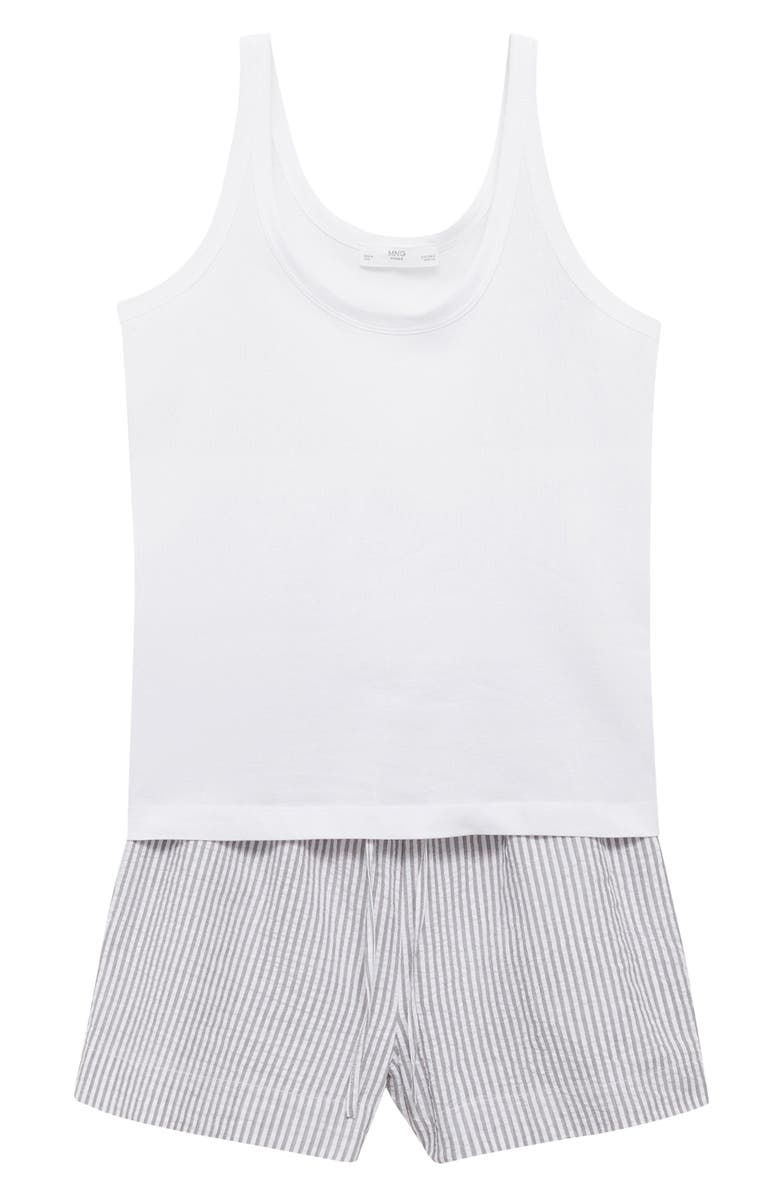 MANGO Two-Piece Stripe Short Pajamas, Alternate, color, Medium Grey