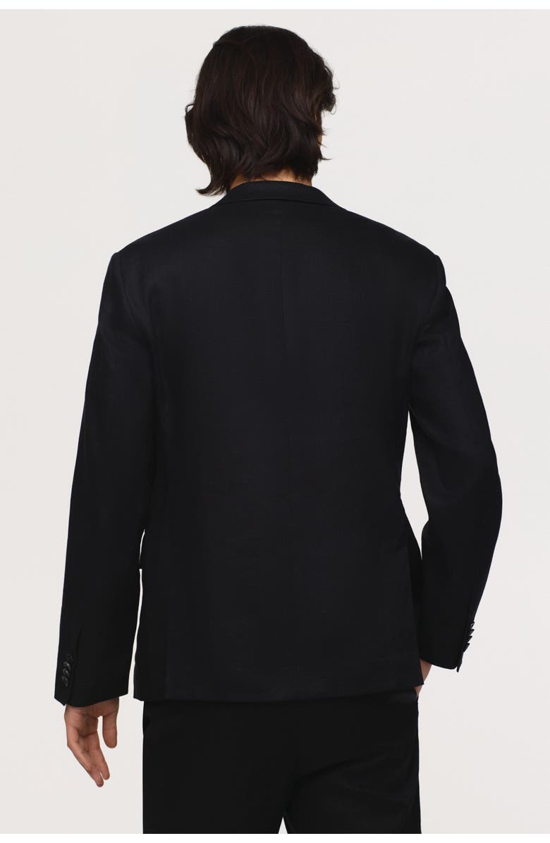 H&M Slim Fit Linen Jacket, Alternate, color, Black