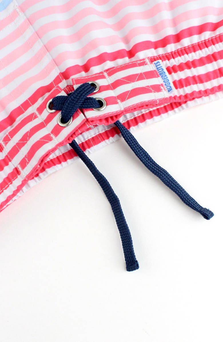 RuggedButts Kids' Ocean Horizon Stripe Swim Trunks, Alternate, color, White Multi