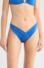 PacSun Lotus Metallic Shirred V-Cut Bikini Bottoms