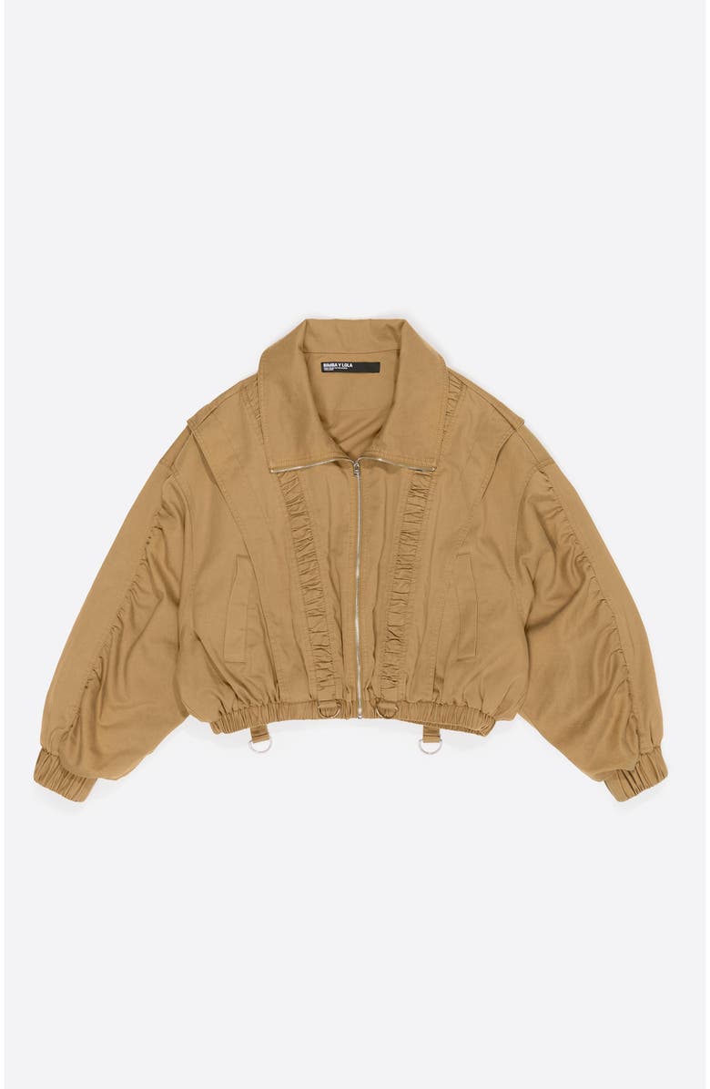 Bimba y Lola Oversize Washed Gathered Jacket, Alternate, color, Camel