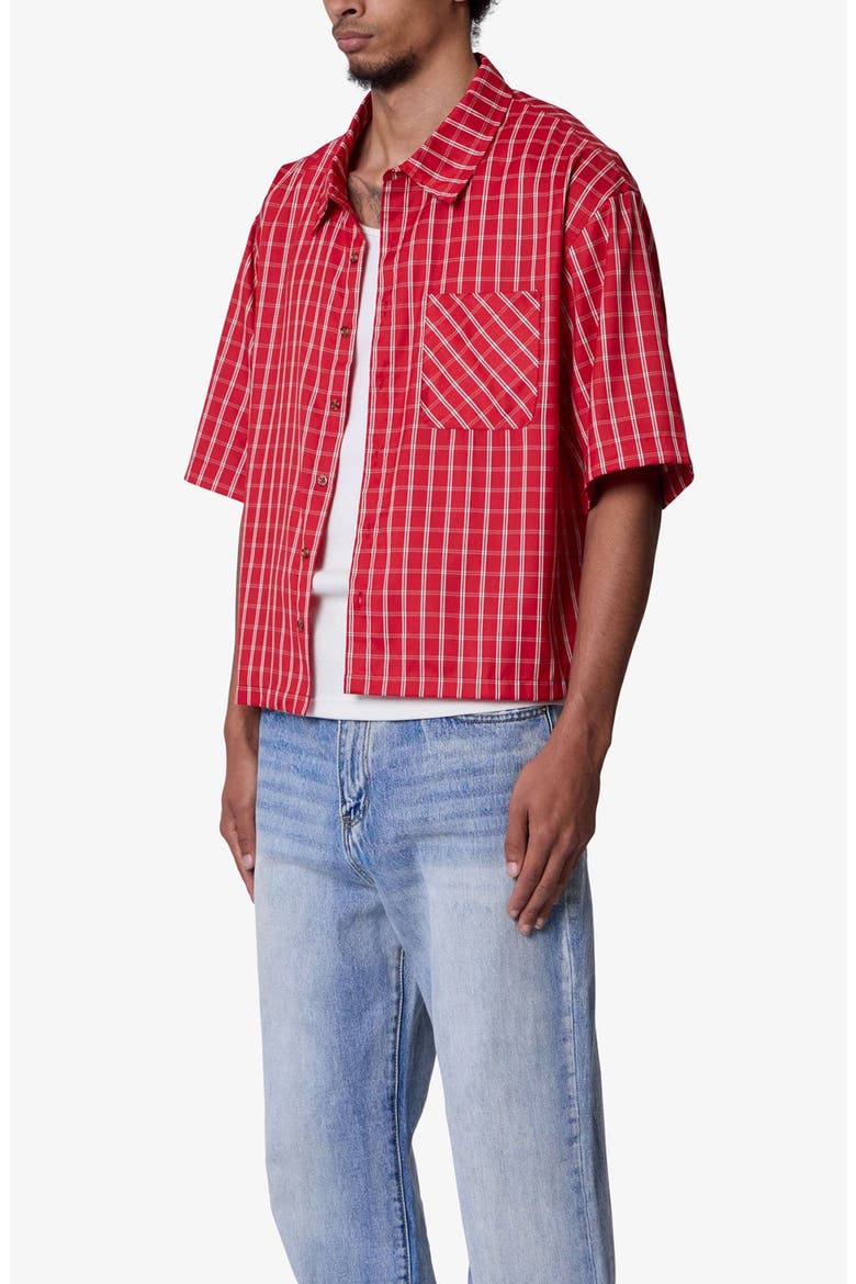 Stripe Crispy Poplin Short Sleeve Button-Up Shirt, Alternate, color, RED