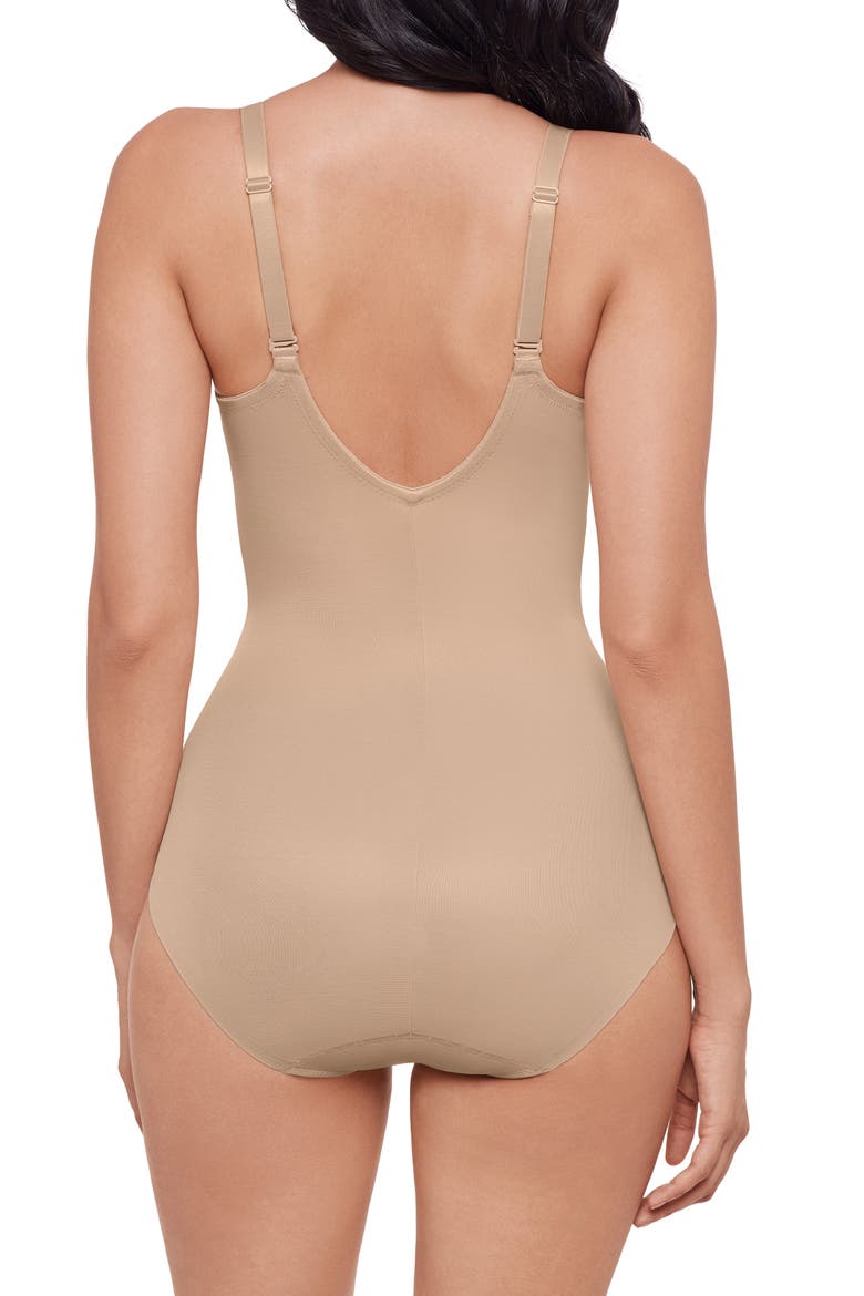 Sheer Mesh Trim Underwire Shaping Bodysuit, Alternate, color, WARM BEIGE