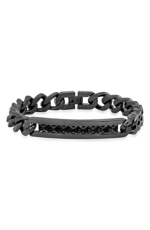 Black IP Stainless Steel CZ Band Ring