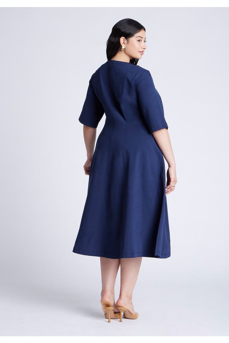 Seam Detail Ponte Workwear Midi Dress, Alternate, color, RICH NAVY