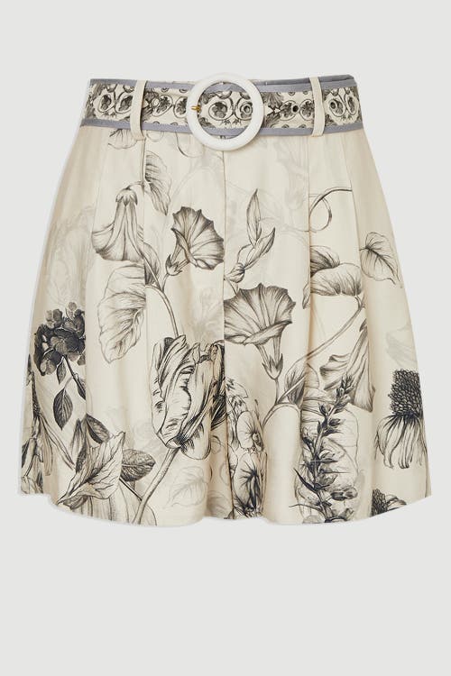 Karen Millen Placed Print Short With Belt In Brown