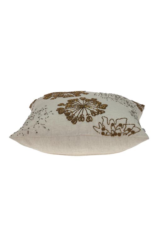 Parkland Collection Periwinkle Beaded Accent Pillow In Beige