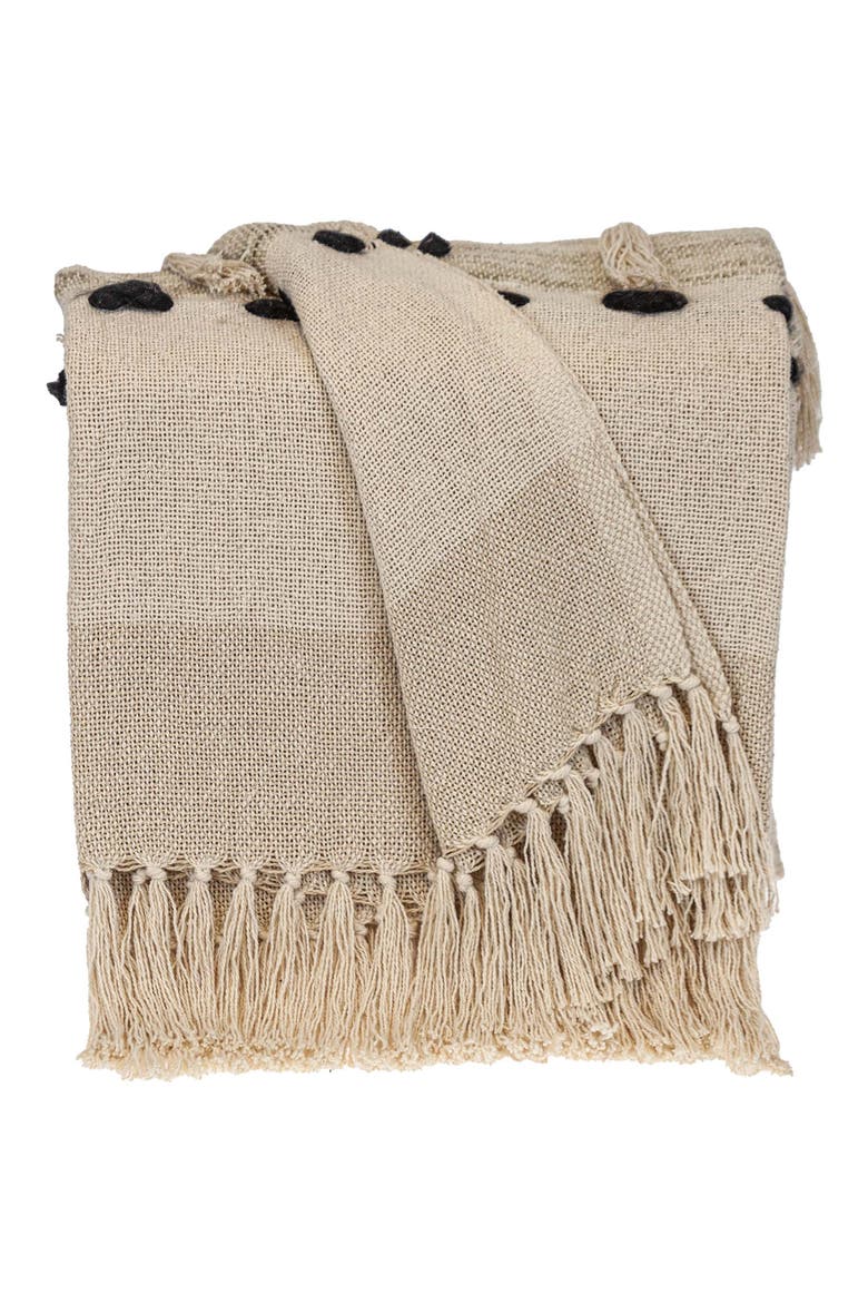 Inca Fringe Throw Blanket, Main, color, BEIGE
