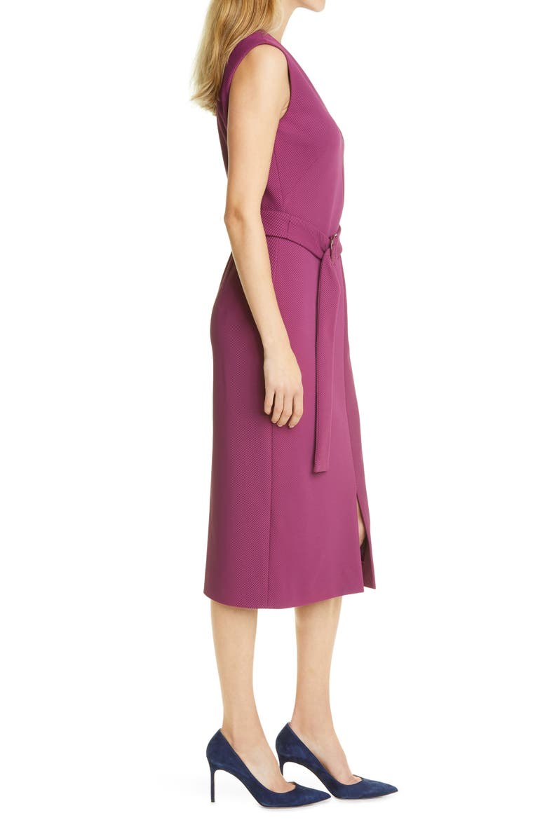 Dadorina Belted Front Slit Sheath Dress, Alternate, color, AUBERGINE