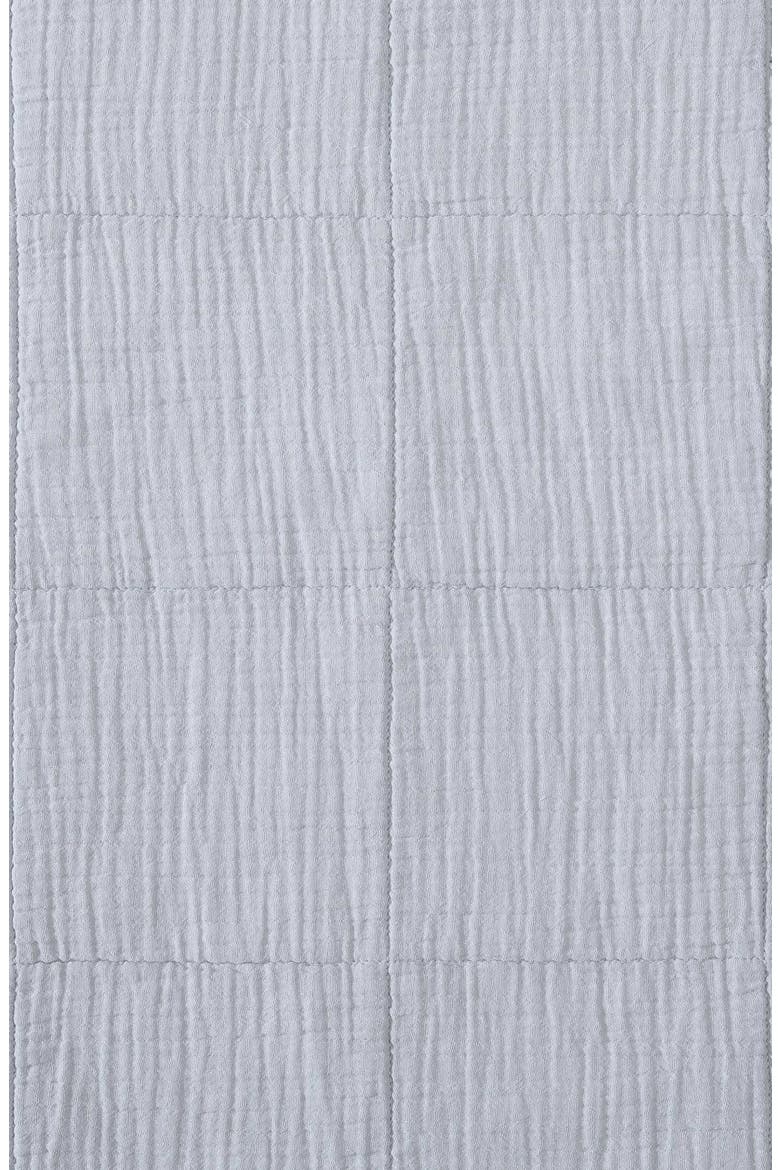 Quilted Cotton Gauze Quilt & Pillow Sham Set, Alternate, color, LIGHT BLUE