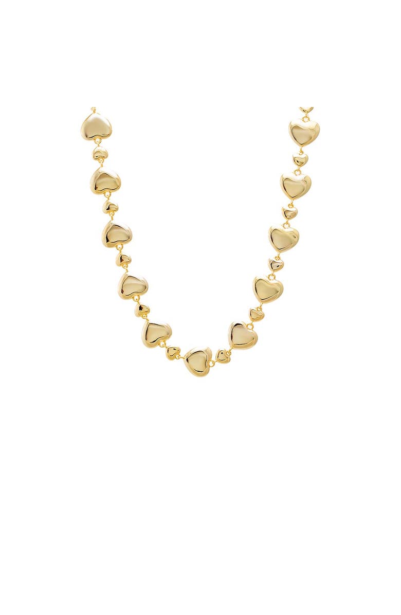 BY ADINA EDEN Puffed Heart Link Necklace, Alternate, color, Gold