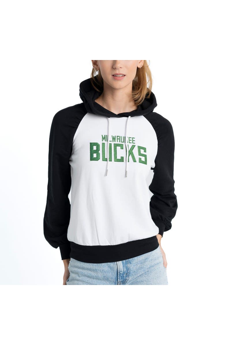 LUSSO Women's Lusso White Milwaukee Bucks Marlowe Tri-Blend Raglan Pullover Hoodie, Alternate, color, 