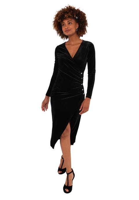 Velvet Faux Wrap Midi Dress (Plus)