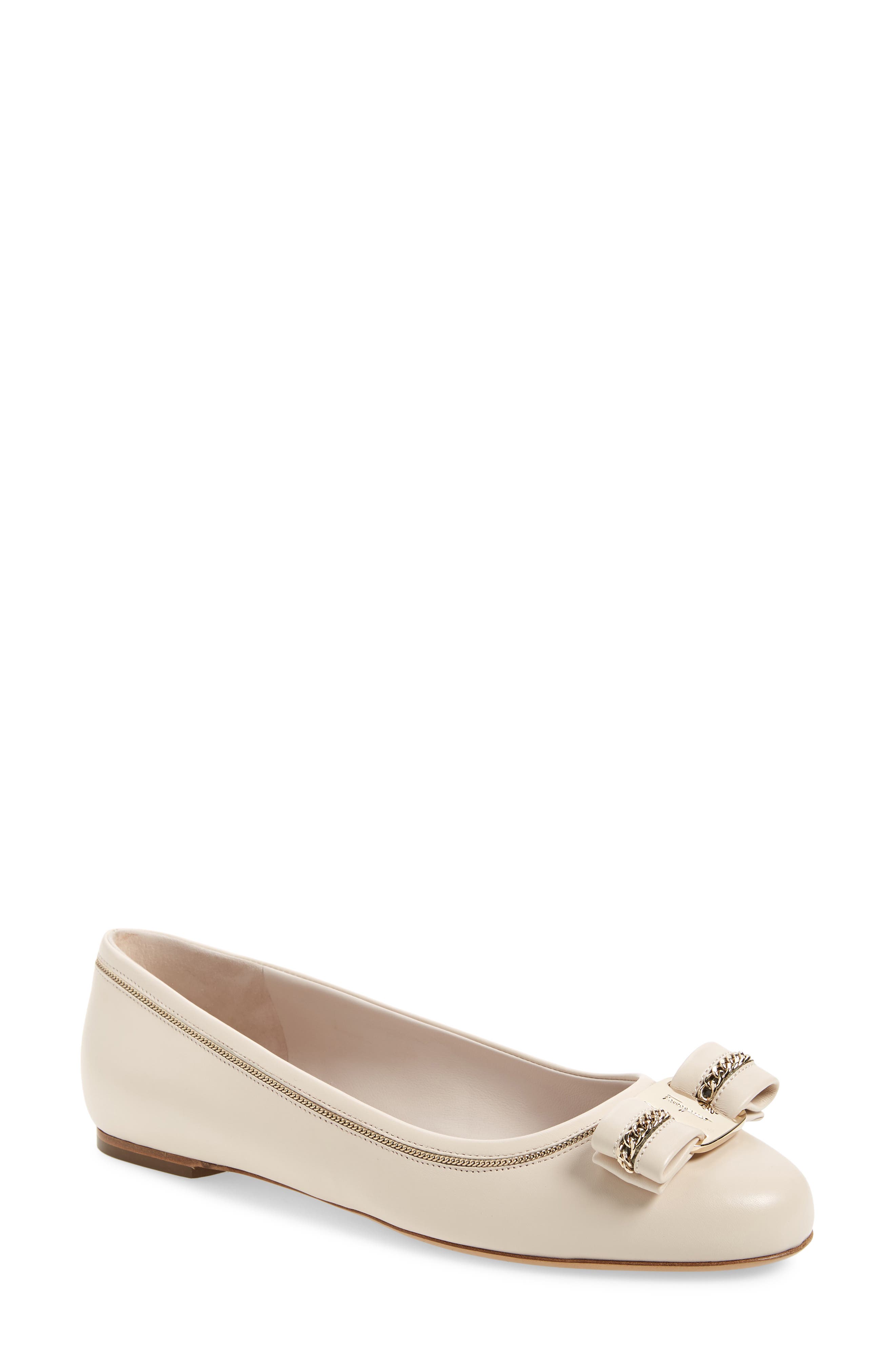 FERRAGAMO Salvatore Ferragamo Varina Lux Chain Bow Flat, Main, color, 