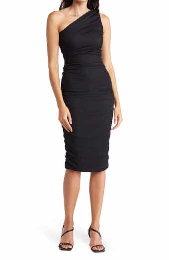 One-Shoulder Body-Con Midi Dress