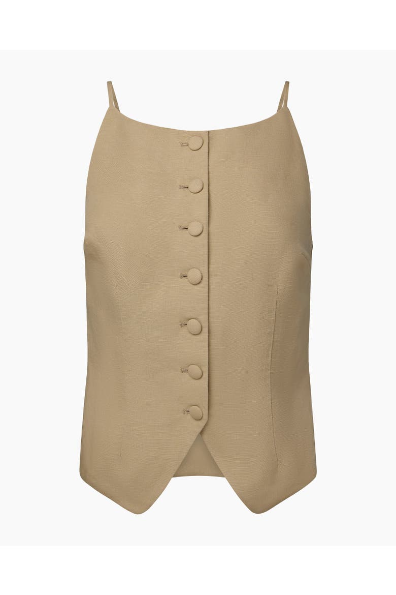 Air Linen High Neck Top, Alternate, color, JUTE
