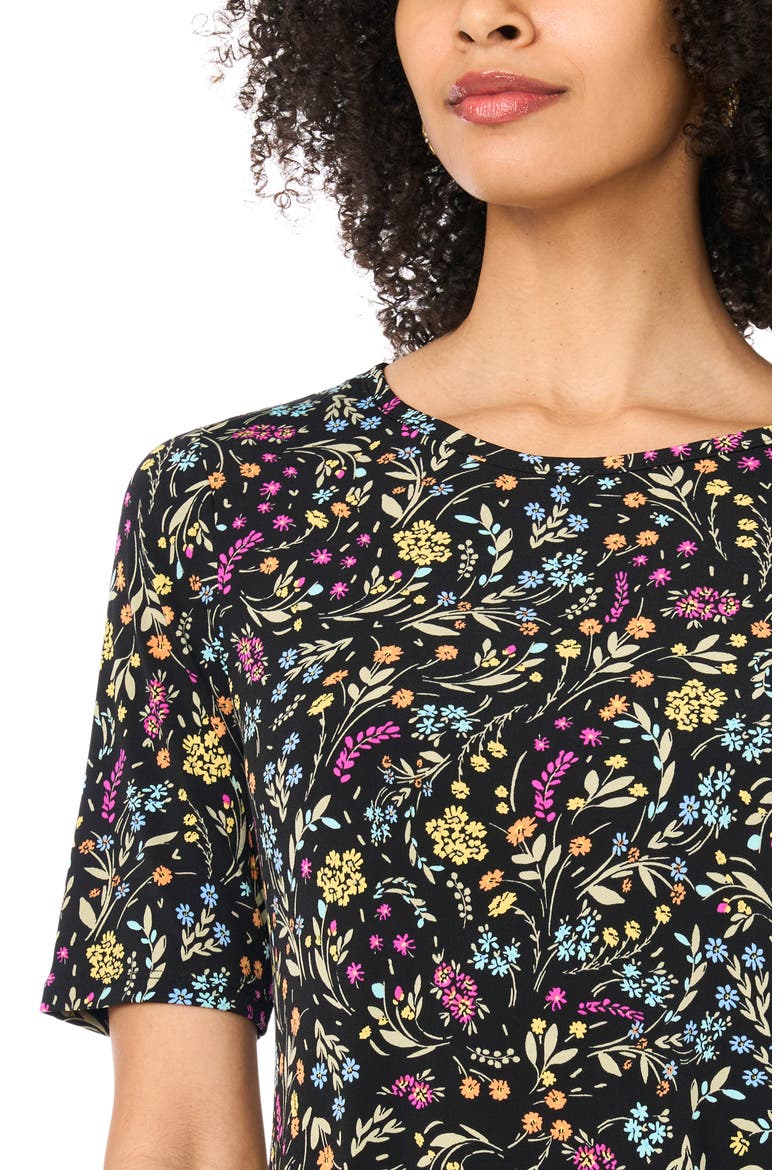 Floral Print Maxi Dress, Alternate, color, RICH BLACK