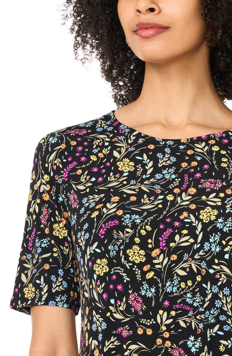 Vince Camuto Floral Print Maxi Dress, Alternate, color, Rich Black